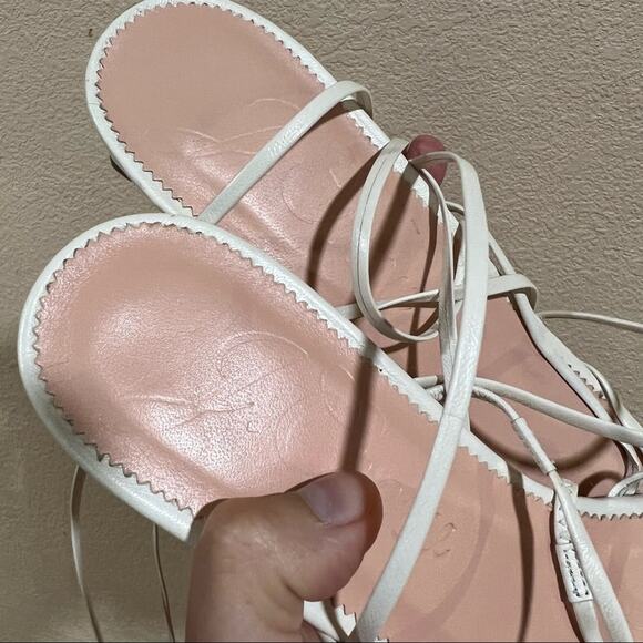 NEW J. Crew Italy ivory white strappy small kitten heel leather sandals - Picture 7 of 10